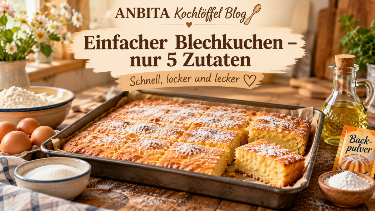Einfacher Blechkuchen mit nur 5 Zutaten